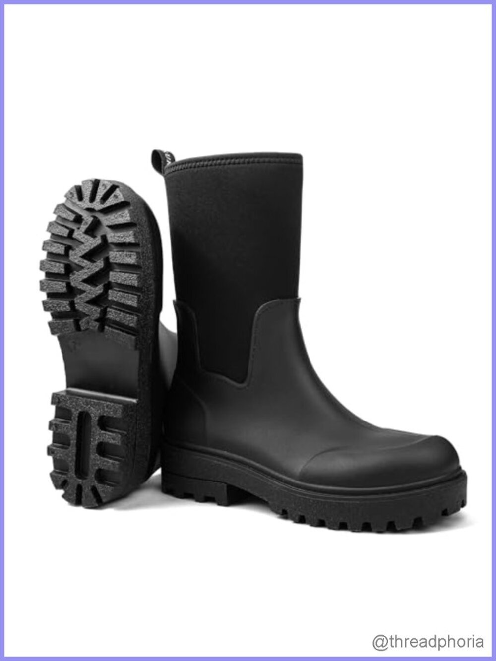 Women Rain Boots Waterproof Rubber Mid Calf Pull On Snow Mud Shoes